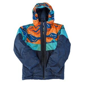 Columbia Kids Ski Snow Jacket Blue Orange Teal Insulated Grow System M 10/12